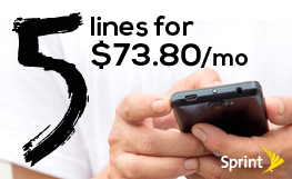5 Lines for $73.80 with Sprint's Family Share Pack